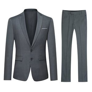 Heren 2-delig slim fit grijs pak met twee knopen