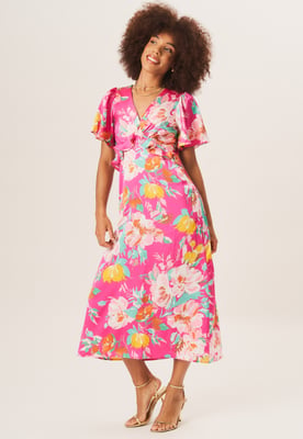 Midi-jurk met bloemenprint en engelmouwen