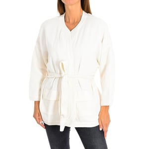 Lang vest en geknoopte riem 8998 vrouw