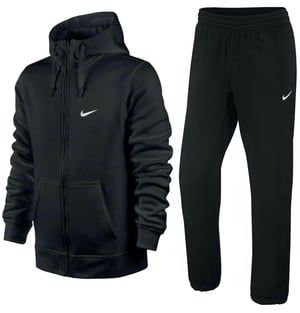 Nike Heren Club Fleece volledig trainingspak zwart