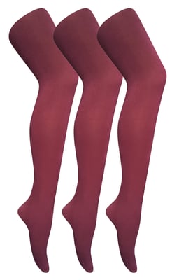 3 paar dames gekleurde ondoorzichtige 80 denier panty's - Bordeaux