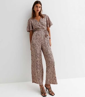 Satijnen Dieren Engel Mouwen Wikkel Jumpsuit
