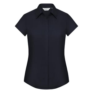 Russell Collectie Damesmuts Polycotton Makkelijk te onderhouden Gepast Poplin Shirt (Franse marine)
