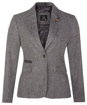 Dames Tweed jaren 1920 visgraatgrijze blazer