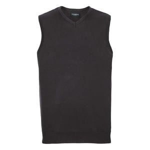 Russell Collection Heren Gebreid V Hals Mouwloos Sweatshirt (Zwart)