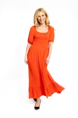 Gerimpelde Maxi Dress - Oranje