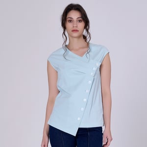Geplooide asymmetrische top met dubbele borst