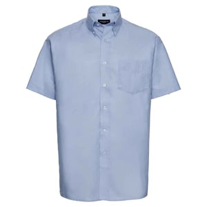 Russell Collection Heren Klassiek Oxford Overhemd met Korte Mouwen (Oxford Blauw)