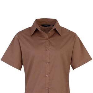 Premier Popeline blouse met korte mouwen / Gewoon werkoverhemd (Bruin)