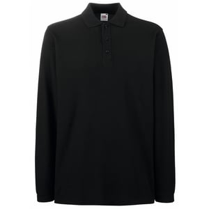 Fruit Of The Loom Heren Premium Poloshirt Met Lange Mouwen (Zwart)