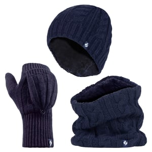 Heat Holders dameshoed, nekwarmer handschoenen set - Marine