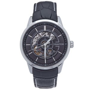 Heritor automatisch Davies semi-skelet lederen band horloge