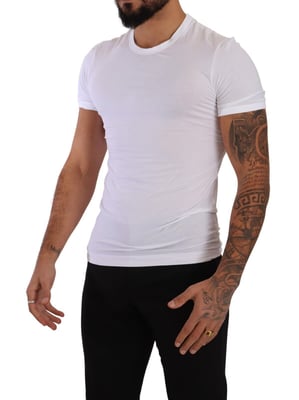 Dolce & Gabbana Heren Witte Ronde Hals Katoenen Stretch T-shirt