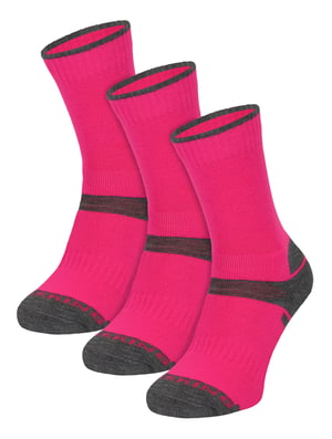 3 Paar Multipack Kids Merino Wol Wandelsokken | Lichte Antiblister Sokken voor Jongens & Meisjes - Roze