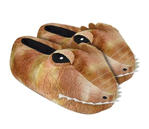 Kinderen / kinderen pluche 3d pantoffels met dinosauruskop - Bruin