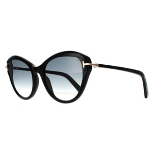Tom Ford zonnebril Leigh FT0850 01B Shiny Black Smoke Gradiënt