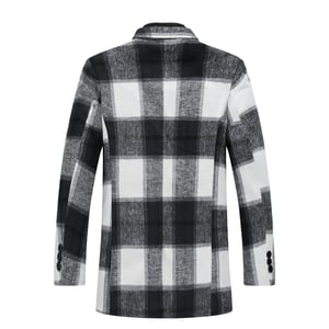 Heren lange slim fit geruite winter dikke jas met sjaalkraag wit