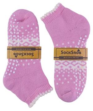Thermische laag uitgesneden wollen antislip pantoffelsokken voor dames - Roze