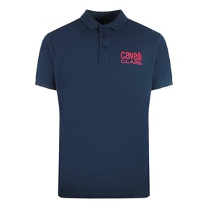Cavalli Class marineblauw poloshirt met vet logo