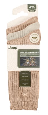 Dames Bamboe Boot Sokken | Jeep | Schattige Ribbelsche Aanslag Sokken voor Dames, Blaarwerende Gebreide Gevoerde Sokken - Taupe / Crème