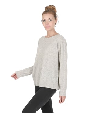 Crown Of Edinburgh Cashmere Dames Oversized Boothals Trui Coe 008 Grijs Melange