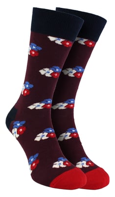 HS by Happy Socks - Heren 3-Pak Classic Flower Dress Sokken - Bloem (Bordeaux)