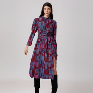 Midi blouse-jurk met grafische print