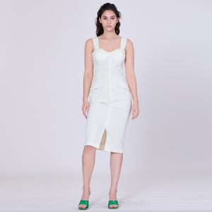 Mouwloze schede -jurk mini -stippen print