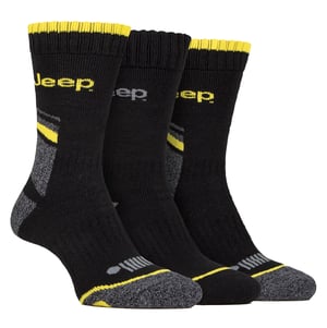 Heren Zware Werk Sokken met Voorkeursupport | Jeep | Volle Kussen Hoge Prestaties Katoenen Bootsokken met Verstevigde Hak en Teen - Zwart / Charcoal