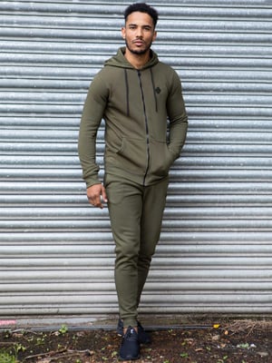 Enzo | Heren Zip Up Hoodie Tracksuit Set - Khaki