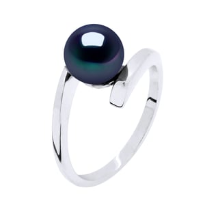 Ring Rush Offset zoetwaterparels 7,5-8 mm Round Black 925