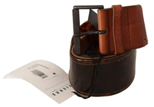 Ermanno Scervino Dames Donkerbruine Leren Gesp Tailleband