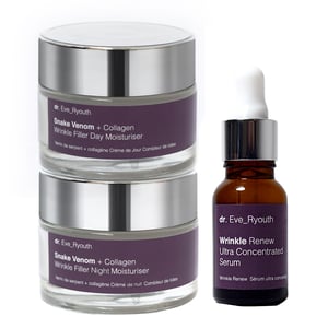 Snake Venom + Collagen Wrinkle Filler Dagcrème 50 ml + Snake Venom + Collageen Wrinkle Filler Nachtcrème 50 ml + Wrinkle Renew Ultra Geconcentreerd Serum 15 ml
