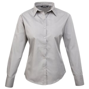 Premier Dames/Dames Popeline Blouse met Lange Mouwen (Zilver)