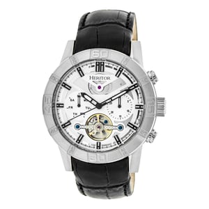 Heritor automatisch Hannibal semi-skelet lederen band horloge