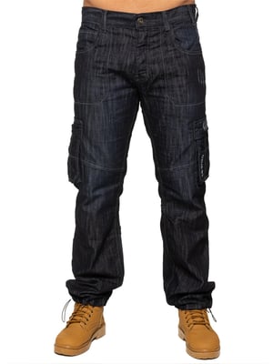 Enzo | Heren Combat Denim Jeans - Donkerblauw