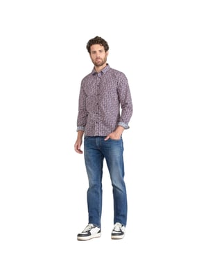 Le Temps Des Cerises Herenshirt Floy met rotem Blumenmuster