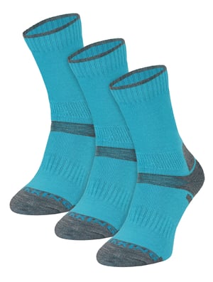 3 Paar Multipack Kinderen Merino Wol Wandelsokken | Lichtgewicht Antiblonder Sokken voor Jongens & Meisjes - Turquoise