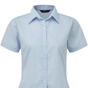 Premier Popeline blouse met korte mouwen / Gewoon werkoverhemd (Lichtblauw)