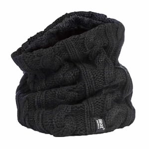 Heat Holders - Kabelgebreide halswarmer voor dames - Zwart