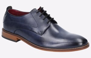 Base London Script Washed Leren Herenschoenen In Marineblauwe Oxford-Stijl