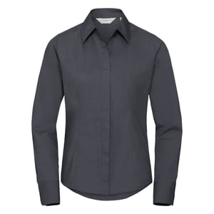 Russell Collection Dames/Dames Polycotton Slim Shirt met Lange Mouwen (Konvooi Grijs)