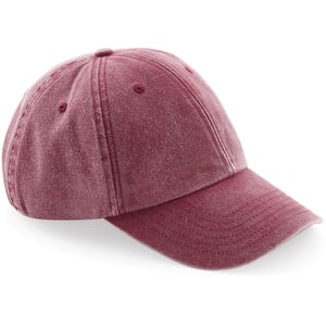 Beechfield Unisex Laag Profiel Vintage Denim-Look Cap (Vintage Rood)