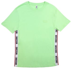 Moschino groen T-shirt met getapete zoom en logo
