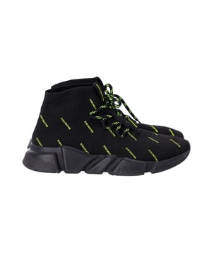 Balenciaga Speed Lace-Up Sneakers met All Over Print in Zwarte Polyester
