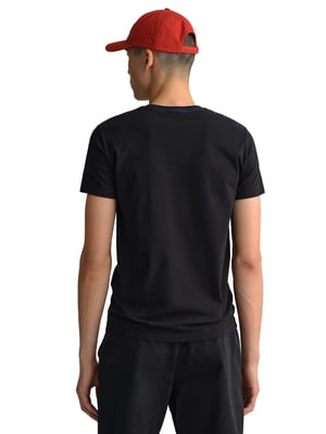 Gant heren T-shirt met ronde hals en contrasterend logo - Zwart