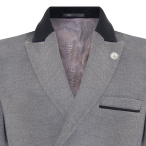 Heren 3/4 lange dubbele rij grijze Crombie overjas wollen jas Peaky Blinders