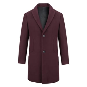 Heren lange slim fit winter warme zakelijke wollen jas rood
