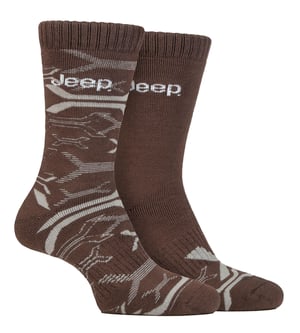 Heren Bamboe Werkboot Sokken | Jeep | Zachte en Ademend Dikke Zware Kussensokken, Gebreide Ribbelstijl Wandelsokken - Khaki / Steen