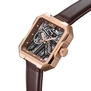 Heritor Automatic Campbell-skeletonhorloge met leren band